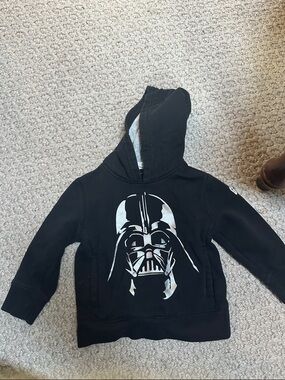 GAP Star Wars Black Kids Hoodie with Silver Darth Vader Graphic